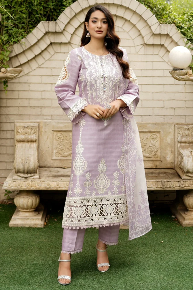 DILKASH 3 PIECE EMBROIDERED-JACQUARD COTTON-HR1