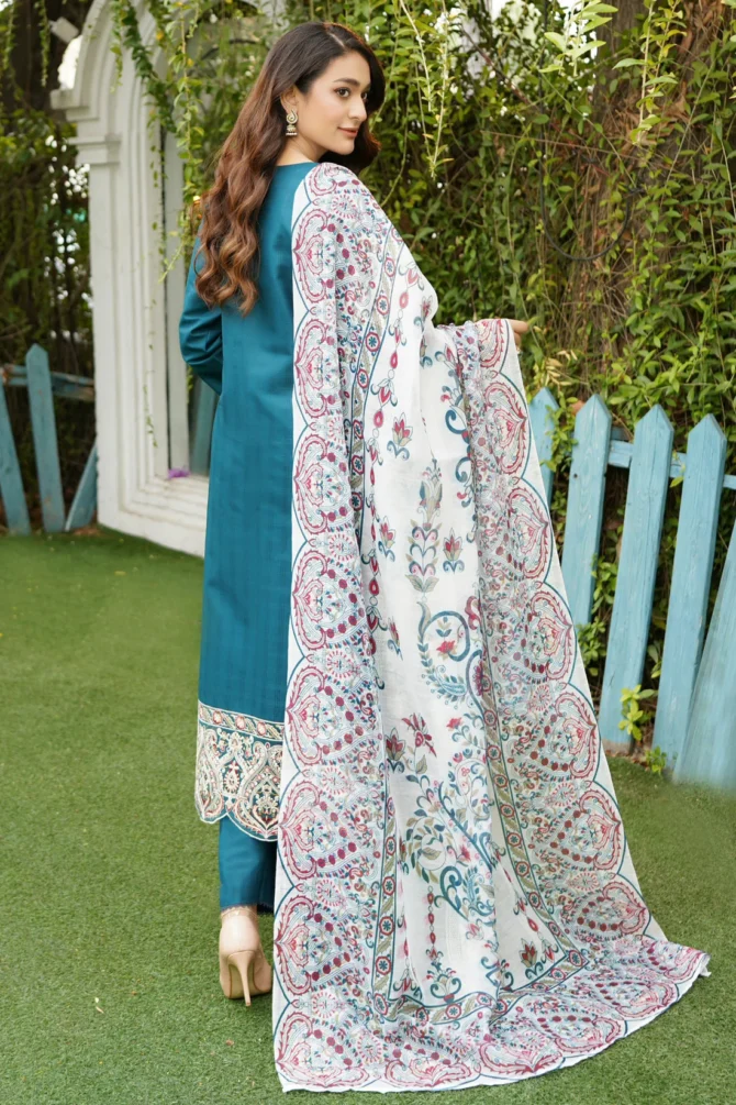 ABRISH 3 PIECE EMBROIDERED-JACQUARD COTTON-HR10 - Image 7