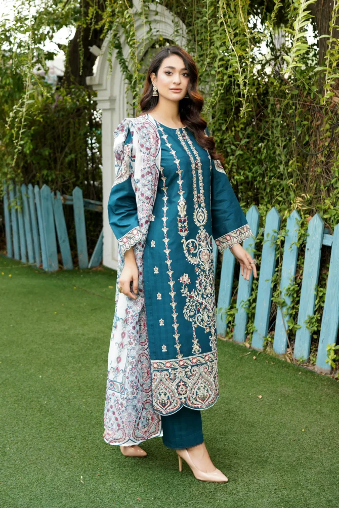 ABRISH 3 PIECE EMBROIDERED-JACQUARD COTTON-HR10 - Image 2