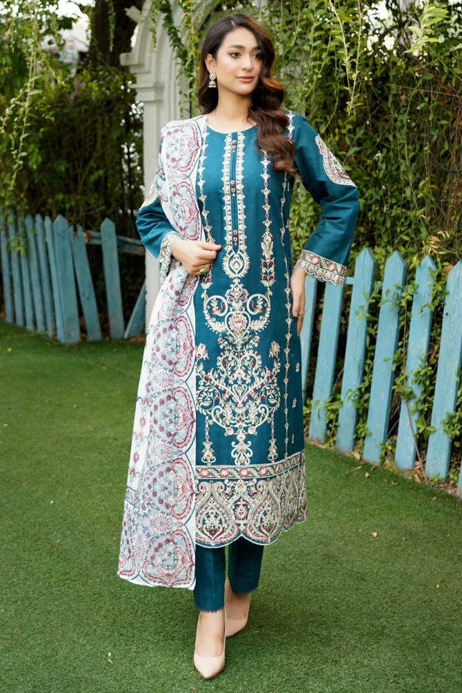 ABRISH 3 PIECE EMBROIDERED-JACQUARD COTTON-HR10