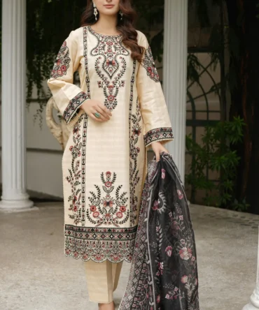 HOOREESHA 3 PIECE EMBROIDERED-JACQUARD COTTON-HR4