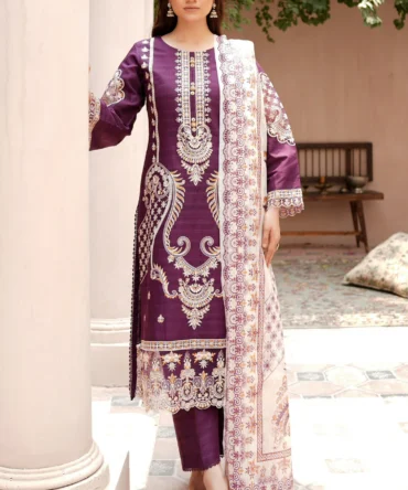MEHRU 3 PIECE EMBROIDERED-JACQUARD COTTON-HR13