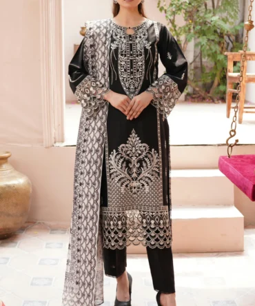 ZARQA 3 PIECE EMBROIDERED-JACQUARD COTTON-HR5