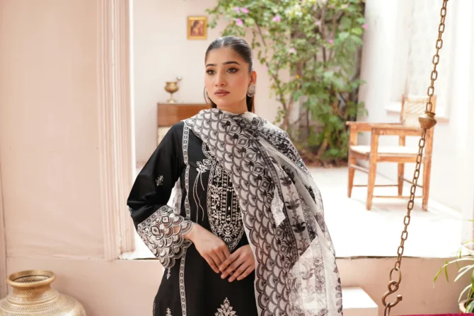 ZARQA 3 PIECE EMBROIDERED-JACQUARD COTTON-HR5 - Image 4