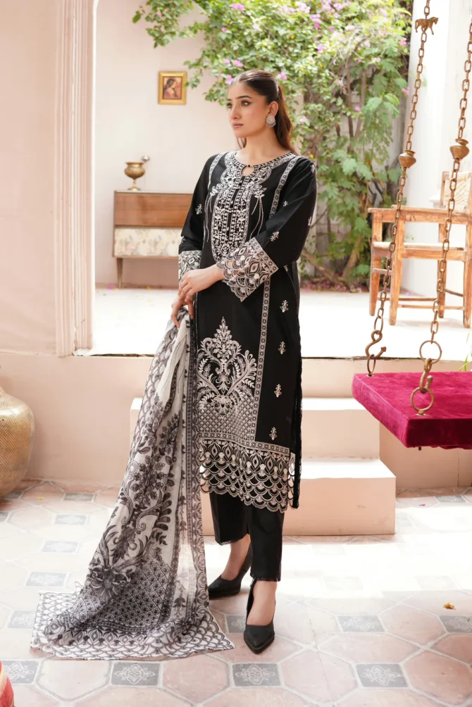 ZARQA 3 PIECE EMBROIDERED-JACQUARD COTTON-HR5 - Image 2
