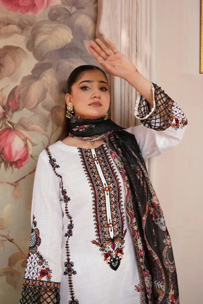 ZARLISH 3 PIECE EMBROIDERED-JACQUARD COTTON-HR8 - Image 3