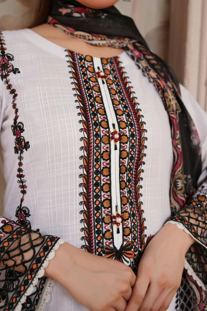 ZARLISH 3 PIECE EMBROIDERED-JACQUARD COTTON-HR8 - Image 4