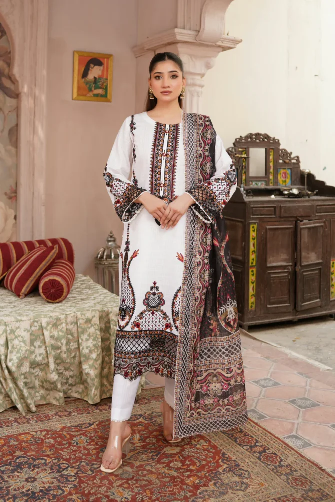 ZARLISH 3 PIECE EMBROIDERED-JACQUARD COTTON-HR8 - Image 6