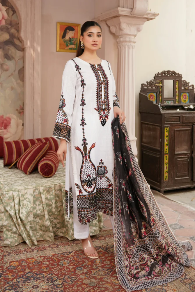 ZARLISH 3 PIECE EMBROIDERED-JACQUARD COTTON-HR8 - Image 7