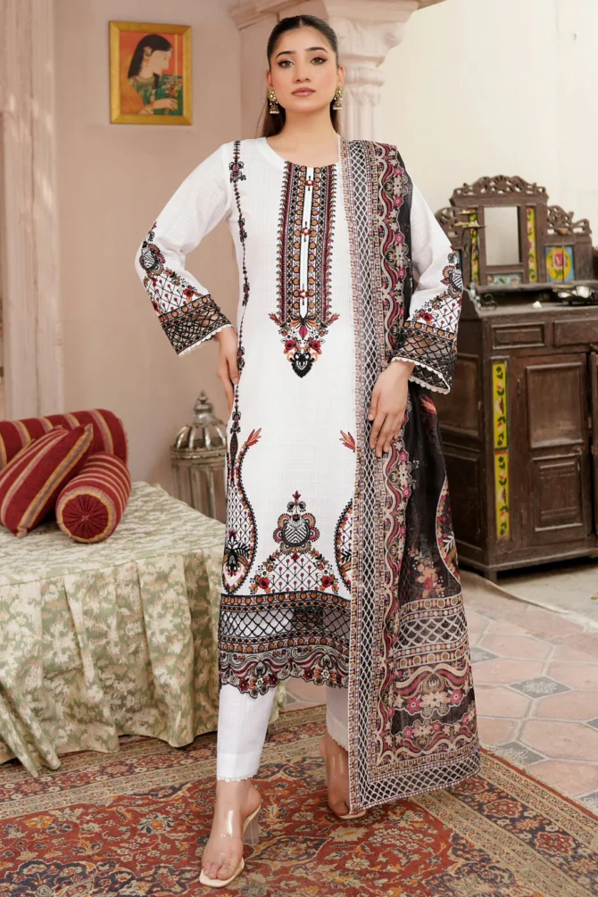 ZARLISH 3 PIECE EMBROIDERED-JACQUARD COTTON-HR8