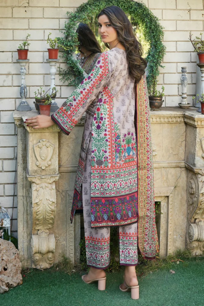 BAHAAR 3 PIECE  SUIT EMBROIDERED WITH PRINT -HR14 - Image 7
