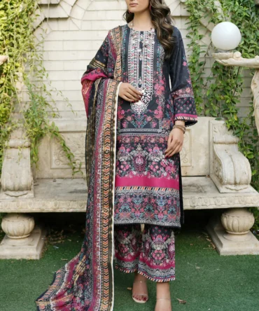 ANABIYA 3 PIECE  SUIT EMBROIDERED WITH PRINT-HR16