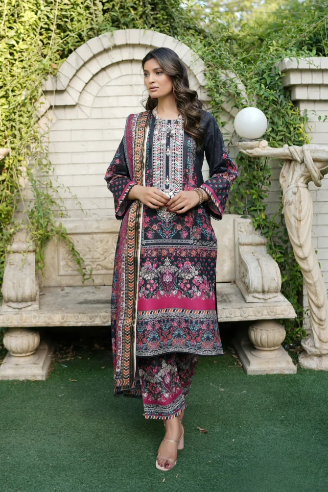 ANABIYA 3 PIECE  SUIT EMBROIDERED WITH PRINT-HR16 - Image 4