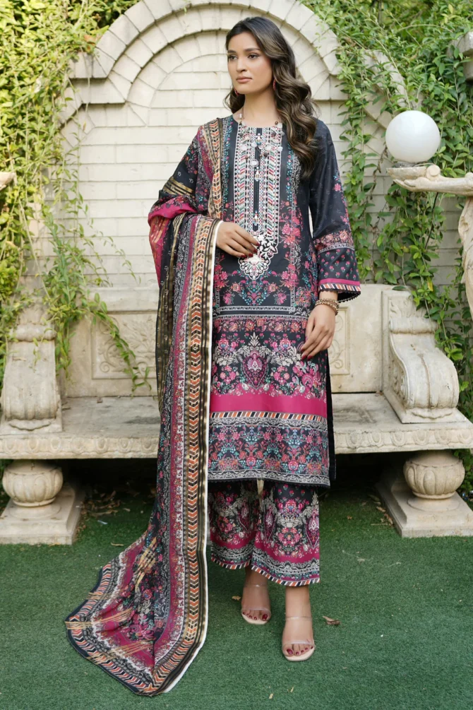 ANABIYA 3 PIECE  SUIT EMBROIDERED WITH PRINT-HR16