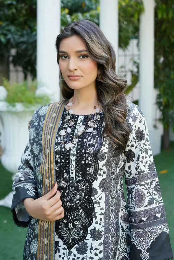 AABROO 3 PIECE  SUIT EMBROIDERED WITH PRINT-HR17 - Image 3