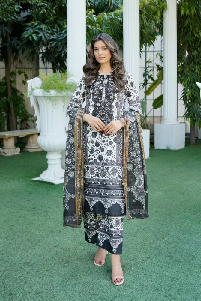AABROO 3 PIECE  SUIT EMBROIDERED WITH PRINT-HR17 - Image 5