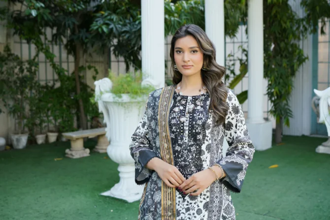 AABROO 3 PIECE  SUIT EMBROIDERED WITH PRINT-HR17 - Image 7