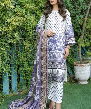 AFSANA 3 PIECE  SUIT EMBROIDERED WITH PRINT-HR18