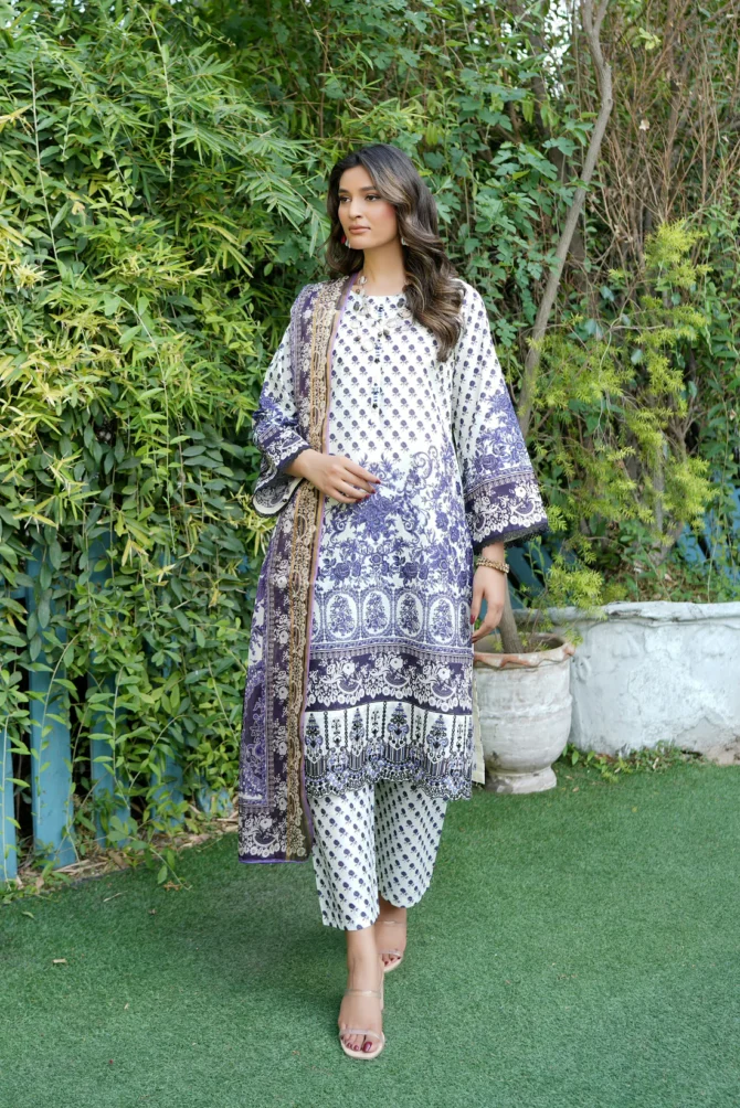 AFSANA 3 PIECE  SUIT EMBROIDERED WITH PRINT-HR18 - Image 3