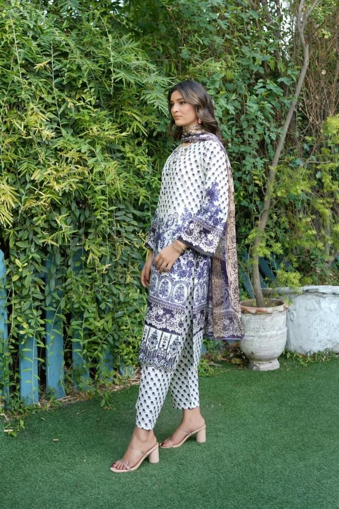 AFSANA 3 PIECE  SUIT EMBROIDERED WITH PRINT-HR18 - Image 2
