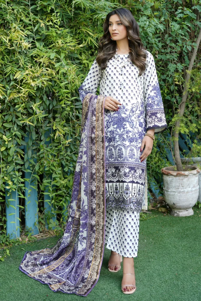 AFSANA 3 PIECE  SUIT EMBROIDERED WITH PRINT-HR18