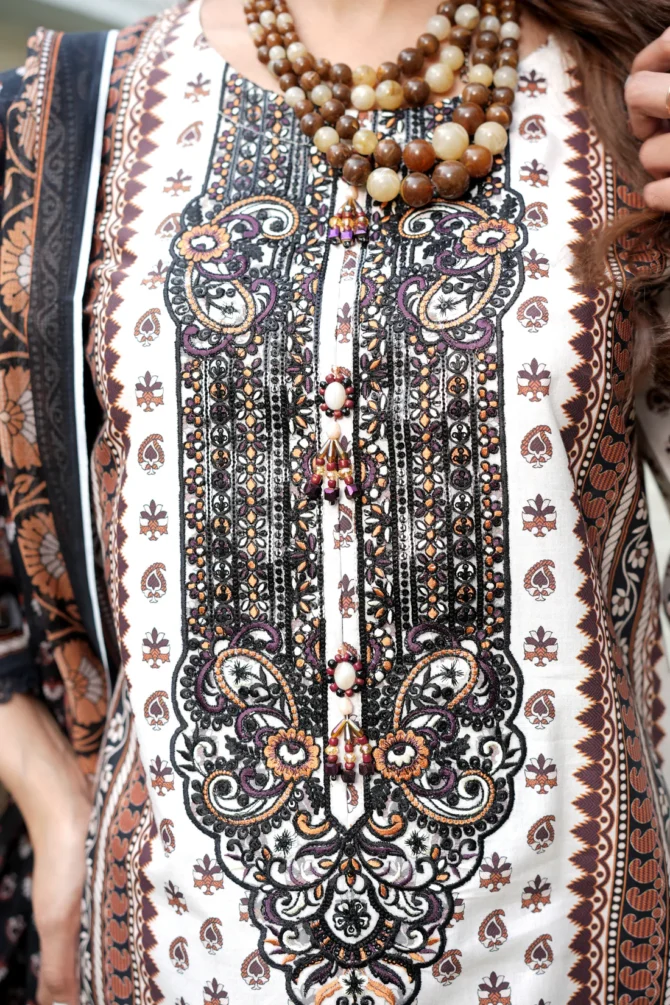 ARRZOO 3 PIECE  SUIT EMBROIDERED WITH PRINT-HR28 - Image 5
