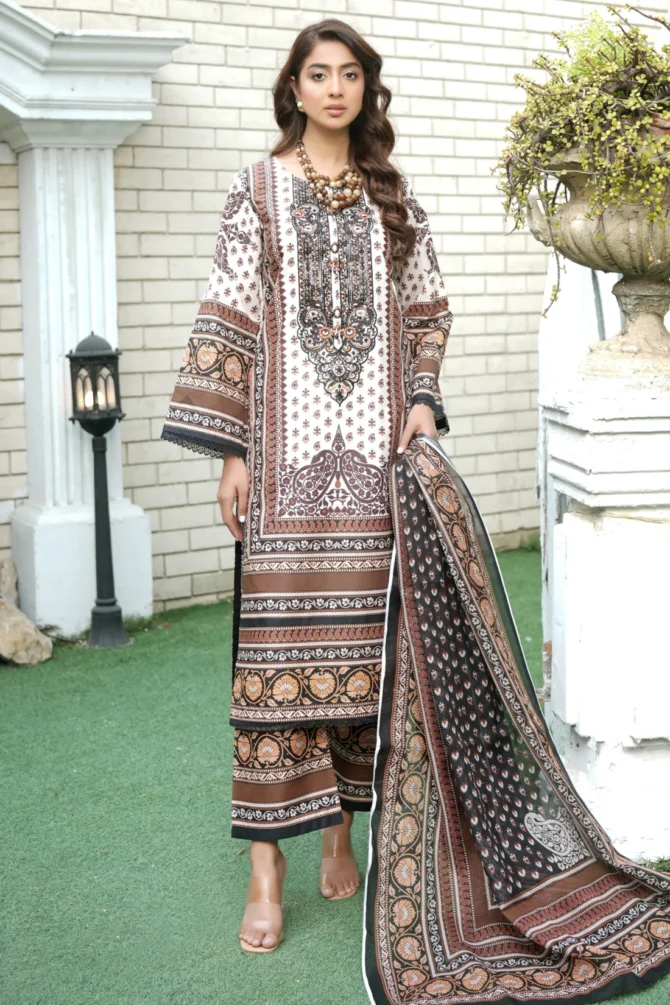 ARRZOO 3 PIECE  SUIT EMBROIDERED WITH PRINT-HR28