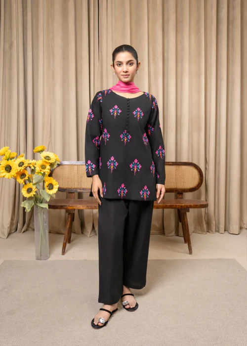 BLACK BLOSSOM EMBROIDERED 3-PCS -ARTICLE