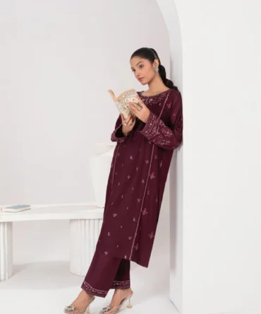 LARA EMBROIDERED 2PCS -PLUM